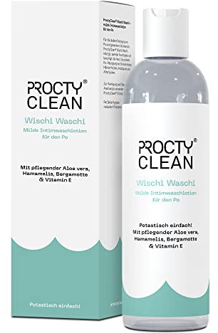 ProctyClean Wischi Waschi – Milde Intimwaschlotion für den Po. Sanfte Waschlotion ph neutral mit Aloe vera, Vitamin E & Hamamelis. Bei Hämorrhoiden & Analfissur