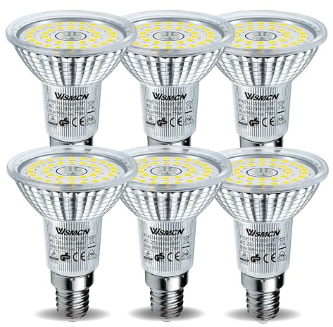 WSMCN E14 R50 6,5W LED Lampen Kaltweiß 6000K 770LM, Ersetzt 100W Halogen | 6 Stücke LED Glühbirnen, Nicht Dimmbar Leuchtmittel, AC 230V Strahler 120° Abstrahlwinkel Flimmerfrei Reflektorlampen