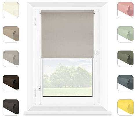 MARDOM Klemmfix Rollo Ohne Bohren - Mini Rollos für Fenster Innen (Grau, 105x215 cm (Stoffbreite: 101))