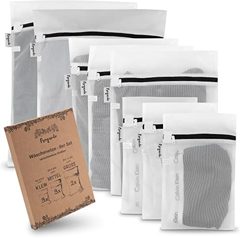 FROGANDO Wäschenetze 8er Set universell - in verschiedenen Größen - Wäschesack Set für die Waschmaschine - besonders strapazierfähig und feinmaschig - 8er Pack 30x20, 40x30 und 50x40 cm