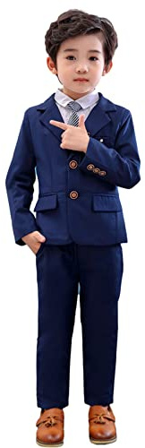 LOLANTA Completo da Ragazzo 2 Pezzi Blazer e Pantaloni per Bambini, Abbigliamento per Il Tempo Libero o Abito da Festa di Nozze, Blu, 8-9 Anni, 140