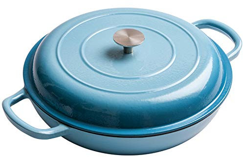 SHALOLY avec Couvercle, cocotte en Fonte, poêle en Fonte émaillée multifonctionnelle, Casserole antiadhésive pour Induction et ustensiles de Cuisine allant au Four
