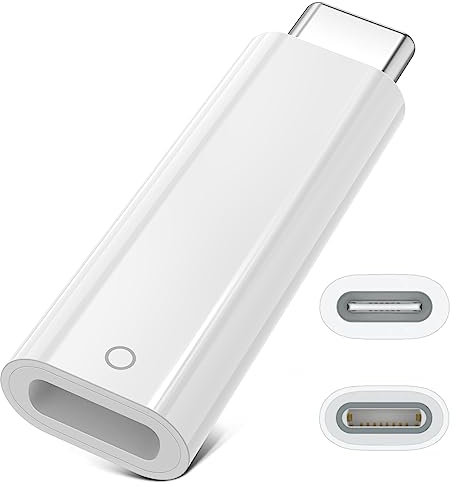 USB C Ladeadapter für Apple Pencil 1. Gen, Bluetooth Pairing Adapter USB C Stecker auf Lightning Buchse, Typ C Adapter kompatibel mit iPad 10. Gen 2022, Ladeanschluss USB C kompatibel mit iPencil 1st