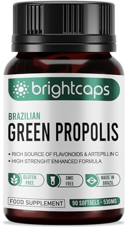 Bee Health Propolis | Brazilian Green Propolis | 87% Dry Extract | Immune System Booster | High Artepillin C - Immunity Support | 54mg Phenolic Compound & 21mg Flavonoids