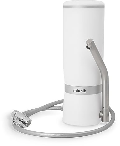 Miunik Fonto Auftisch Wasserfilter Küche Wasserhahnfilter gegen Schwermetalle Mikroplastik Chlor Rost und Bakterien einfache Montage mit austauschbarer Kartusche für sauberes Trinkwasser