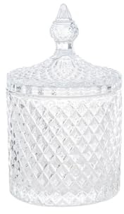 Generico Scatola VETRO DIAMANTATO TRASPARENTE | varie misure | PORTACONFETTI VASO BARATTOLO CONFETTATA CARAMELLE BON BON BISCOTTIERA ALLESTIMENTO FESTA (10,5x18,5 cm)