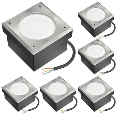 ledscom.de 6x LED gatsten NEOLUM för utomhusbruk, IP67, kantig, 10 x10cm, inkl. glödlampa GX53, 56lm, vit