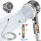 BoriYa Filtrant Pommeau de Douche Anti Calcaire - Haute Pression Pomme de Douche avec Tuyau 2M, Poire de Douche Economie Deau, Salle de Bain Filter Shower Head Set avec Stop Eau et Brosse de Massage
