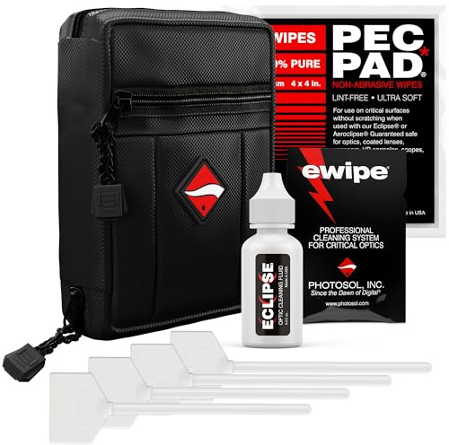 Photographic Solutions Kit de supervivencia digital, hisopos de sensor tipo 4 (33 mm), toallitas fotográficas PEC-PAD, paquete de limpieza electrónica, líquido de limpieza óptico Eclipse - Kit de
