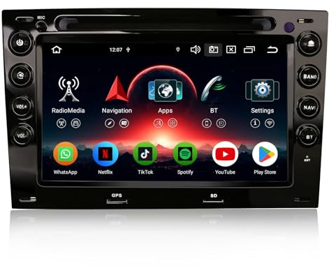 Erisin 7 Pulgadas 8-Núcleo 4GB+64GB Android 13 Radio Coche Bluetooth GPS Navegación para Renault Megane 2 Pantalla táctil CarPlay inalámbrico Android Auto WiFi DSP Dab+ OBD2 CD Player FM Canbus SWC