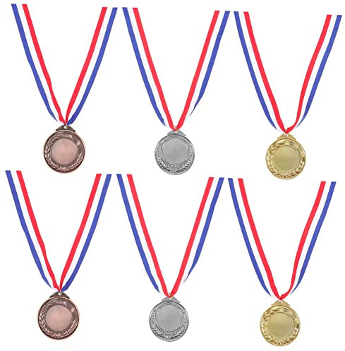 WOONEKY 6stücke Metallmedaillen Für Und Schul-sportveranstaltungen -medaillen Mit Hängendem Band Auszeichnungen Für Wettkämpfe Goldene Silberne Und Bronzene Medaillen