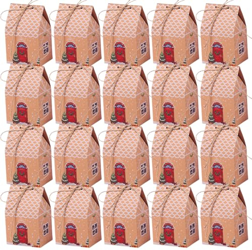 Lot de 20 Boite Cadeau Noel Kraft Calendrier De L'avent À Remplir Emballage Cadeau Noel Petite Boite Chocolat Vide Boite Cadeau Vide pour Bonbons Chocolat Biscuits Cadeaux (C)