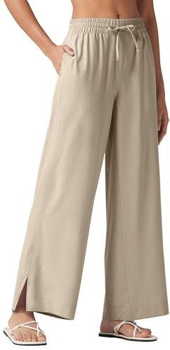 Willit Women's Wide Leg Pants Swim Beach Pants UPF 50+ Lightweight Travel Quick Dry Sun Protective 31 Khaki M