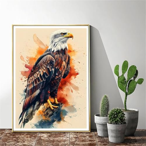 Malen Nach Zahlen Tier Malen Nach Zahlen Erwachsene Adler Malen Nach Zahlen kinder Paint by Numbers Handgemalt ölgemälde Mit Pinseln und Acrylfarbe kreativ Set für Erwachsene (Rahmenlos) 40x50cm C-982