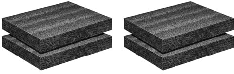 Reinscer Juego de 4 placas de espuma de poliuretano, 16 x 12 x 2 inserciones de espuma para maletas, almohadillas de espuma para guardar cajas de herramientas y cámaras