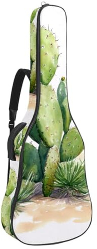 Tasche für Akustikgitarre, 1 cm dicke Polsterung, wasserdichtes Oxford-Gewebe, Gitarrentasche Rucksack für 40-42 Zoll E-Bass, klassische Gitarren, Gold Schwarz Fleur de Lis Muster, Multicolor 08