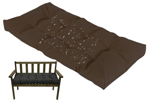 Waterproof Outdoor Bench Cushion 8cm Thick Swing Seat Pad with NonSlip Straps Comfortable Garden Furniture Cushion for Hollywood Swing Coffee Color 110x60cm