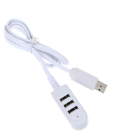 TEHAUX Hub USB avec Câble d’Extension 1,2 m - 3 Ports USB Multi-Usage, Charge Jusqu’à 3A & Transfert de Données, Design Blanc Discret pour Bureau, Maison & Décoration