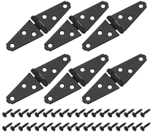sourcing map 6Pcs Strap Hinges, 2 Inch Shed Door Hinges Heavy Duty Gate Hinge Tee Hinge with Screws for Wooden Fences Yard Doors Barn Gate, Black