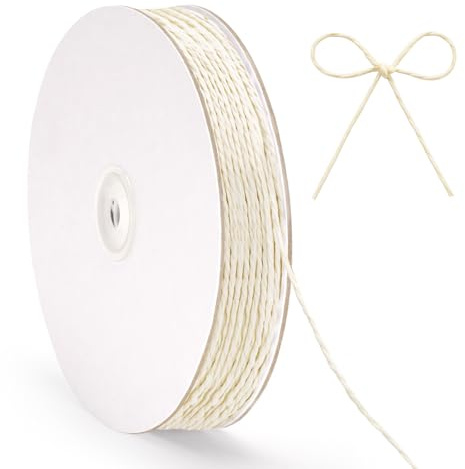 G2PLUS 2mm Beige Papierkordel: 100M Deko Papierschnur zum Basteln | Papierband für Geschenkverpackung, Heimwerken, Bastelarbeiten, Weihnachten