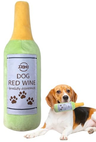 Yonuaret Jouet pour Chien Bouteille - Jeu en Forme de Bouteille de Vin - Jouet en Peluche pour Chien - pour Stimulation Mentale Chiot Et Activité Physique Renforcement Caisse