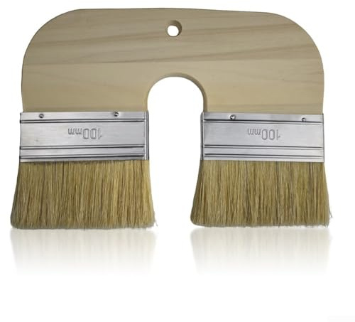 Pennello a forma di U per calcare con setole naturali, doppia testa da 200 mm per una finitura minerale liscia su pareti e soffitti, ghiera in acciaio inox, fai da te e uso professionale