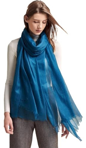 Prettystern Damen 100% Kaschmir feder-leicht Ring Pashmina Schal Abendkleid Stola aus hauch-dünn 200 garn Cashmere Fäden
