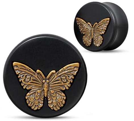 Aotiwe Holz Tunnel, Ohr Plug Schwarz Double Flared Ohrpiercing Gestreckte | 2pcs, Ohr Plug Ebenholz 8mm - 25mm, Retro Ohrpiercing Schmuck für Männer Damen