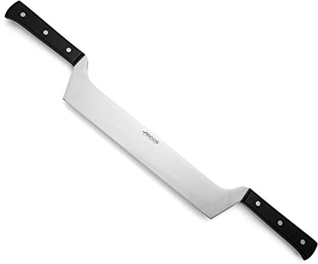 Arcos Universal Cuchillo Corta Queso Profesional 290mm con 2 Mangos. Cuchillo para Queso de Acero Inoxidable y Mango de Polioximetileno. Apto Lavavajillas. Color Negro