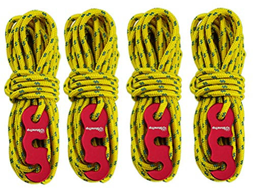Abspannseile Leuchtend Reflektierend Zeltschnüre Zeltheringe 3 4 Stück (Gelb)
