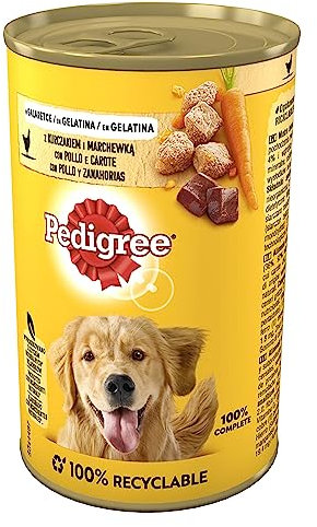 Pedigree mit Hühnchen und Karotten in Gelee, Nassfutter für Hunde, 400 g Dose