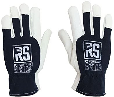 RS Arbeitshandschuhe 12 Paar Montagehandschuhe Ziegenleder Baumwolle Handschuhe Lederhandschuhe Mit Gummibündchen Schnittbeständig Präzise Größe 9 Comfo Tec