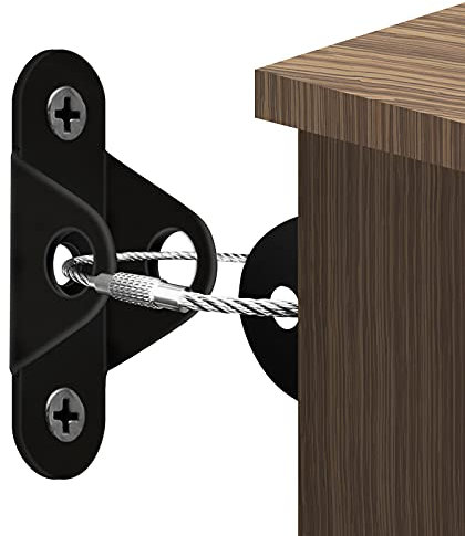 Furniture Straps (10 Pack) Baby Proofing Metal Anti Tip Furniture Anchors Kit, Furniture Wall Straps Secure Heavy Falling Furniture Prevention Straps Toddler and Pet Safety Straps.