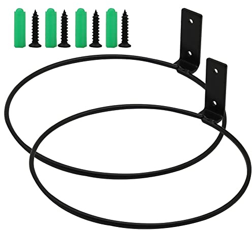 Blumentopfhalter, 20,3 cm, Ring, Wandmontage, Übertopfhaken, Eisen, Schwarz, zusammenklappbare Halterung für den Innen- und Außenbereich (20,3 cm)