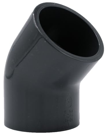 Baumaxxe PVC Winkel 63mm - Klebemuffe 45 Grad Fitting - 16 Bar - bm061