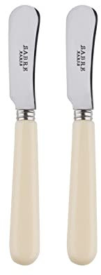 SABRE PARIS - 2er Set Buttermesser 14 cm - Pop - Ideal Für Butter, Aufstrich - Edelstahl & Nylon - Spülmaschinenfest - Elfenbeinfarbe