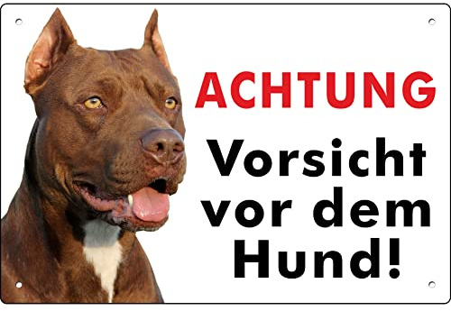 PUBBLIMANIA PITBULL ACHTUNG vorsicht vor dem Hund! Aluminium-Verbundschild für den Außen- und Innenbereich, 3 mm stark (Pitbull Cm 15x20)