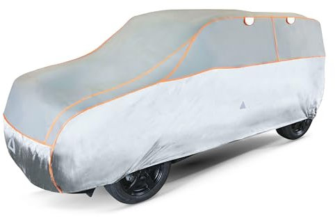 WALSER Hagelschutz Abdeckplane Auto, Autogarage Abdeckung, Abdeckplane Basic, Auto Hagelschutzplane, Abdeckung 100% Polyester, Vollgarage Größe 7 - grau-Silber