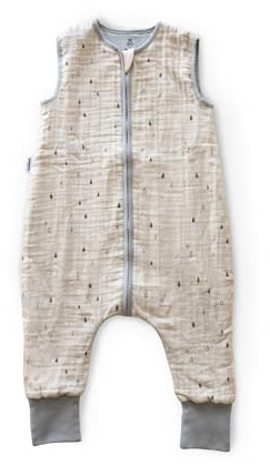 Ehrenkind® Baby Sommerschlafsack mit Füßen Musselin | aus weicher OEKO-TEX zertifizierter Bio-Baumwolle | Sommer Baby Schlafsack 1 TOG Gr. 100 Farbe Natur-Graue Tropfen