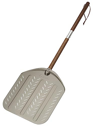 Q Pizza Perforated Pizza Peel 14 with Detachable Long Handle | Large Pizza spatula Turning Paddle, Oven Accessory for ooni Oven Baking Bread Pastry Dough Pie Cake, Aluminium
