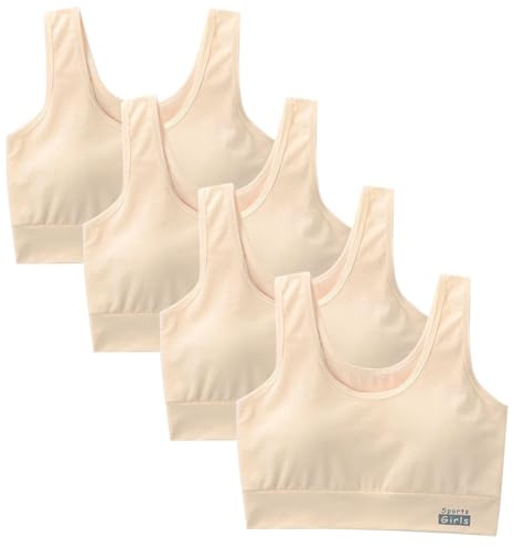 4 st sport-bh räknas magtröja bh flickor träning bh bomull tonåring underkläder väst trådlös Bralette magtoppar bandeau topp underkläder 8-14 år