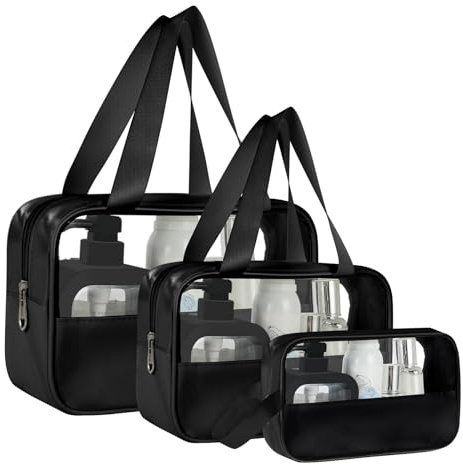 Aucuu Reise Kulturbeutel, Kosmetiktasche, Transparente Kulturtasche Damen, Tragbare wasserdichte Kulturtasche Organizer, Reißverschluss Make-up-Tasche mit Großer Kapazität für Damen Männer