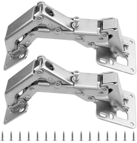 PUCSIQ Charniere porte placard, Lot de 2 charniere porte cuisine - Angle d'ouverture de 170° - charniere invisible - En acier - Avec 16 vis - Pour armoire de cuisine, armoire