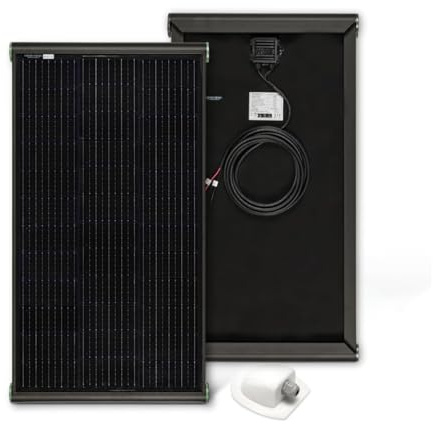 MOSCATELLI Placa Solar 120W Black Boost Monocristalino PERC kit solar completo para Camper con Perfil Integrado de Aluminio Negro para Montaje en el Techo - SIN REGULADOR