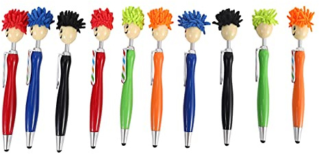 Hubceuo 10 Pieces Mop Topper Pens Screen Cleaner Stylus Pens 3-in-1 Stylus Pen Duster for Kids and Adults