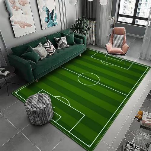 Teppich,160 X 230 Cm / 62.99 X 90.55 3D Bedruckt Fußballliebhaber Auf Dem Fußballplatz Bedruckt Bereich Teppich, Rutschfest Teppich, Für Wohnzimmer, Balkon, Badezimmer, Bedruckter Teppich - S -9K4A4