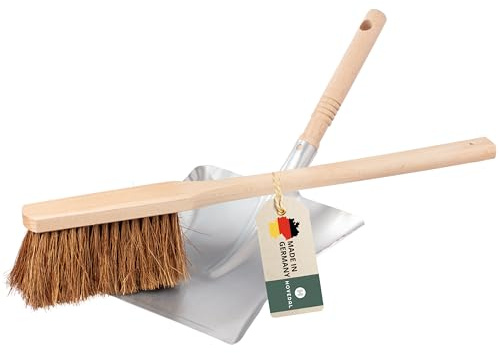 Kehrschaufel und Kokos Handfeger Langer Stiel Kehrblech und Kokos Handfeger | Made in Germany, Handbesen mit langem Stiel, Kehrset mit langstiel Handkehrer, Kehrgarnitur