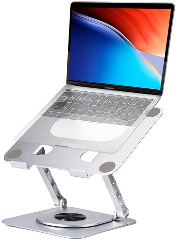 Crumya Laptop Ständer – Ständer aus Aluminiumlegierung,360 Grad Drehbar,PC,Faltbar,Ergonomisch,Höhe und Winkel Verstellbar,Kompatibel mit iPad, Laptops und Tablets unter 17 Zoll.(Silber)
