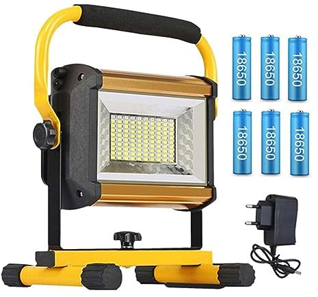 STRAFBRG Proyector LED Reflector LED Impermeable For Exteriores, Proyector Externo RGB, Reflector Recargable, 100W Iluminación de paisaje RGB(100W With Battery)