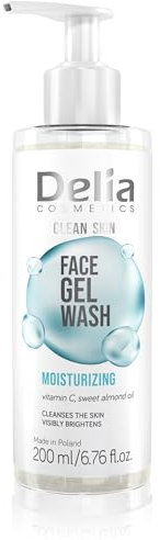Delia Cosmetics – Clean Skin – Gel Detergente Viso Idratante – Tutti i Tipi di Pelle – Pulisce, Idrata, Leviga – Vitamina C, Olio di Mandorle Dolci - 200ml